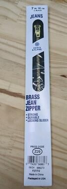 NEW COATS & CLARK 7" Jeans Zipper Black Metal F27/7/2